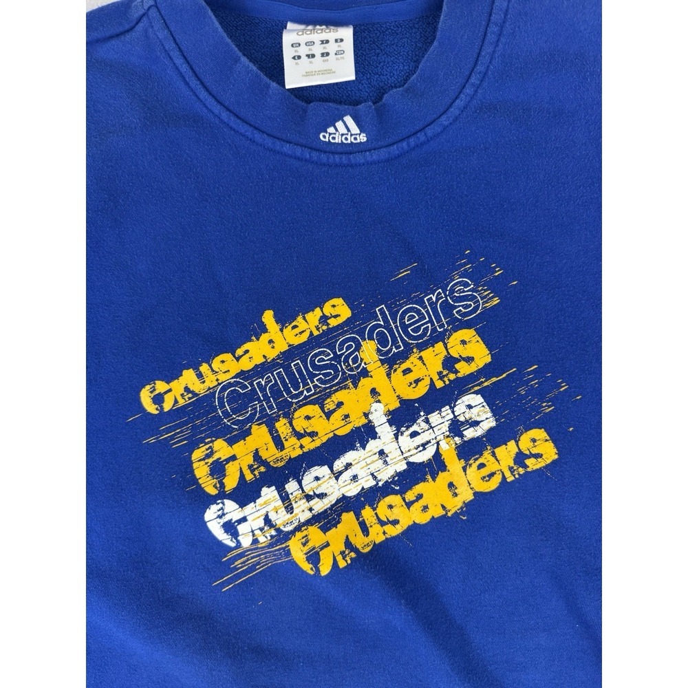 Adidas Crewneck Center‎ Logo Pullover Sweatshirt Men's XL Blue Yellow 2009